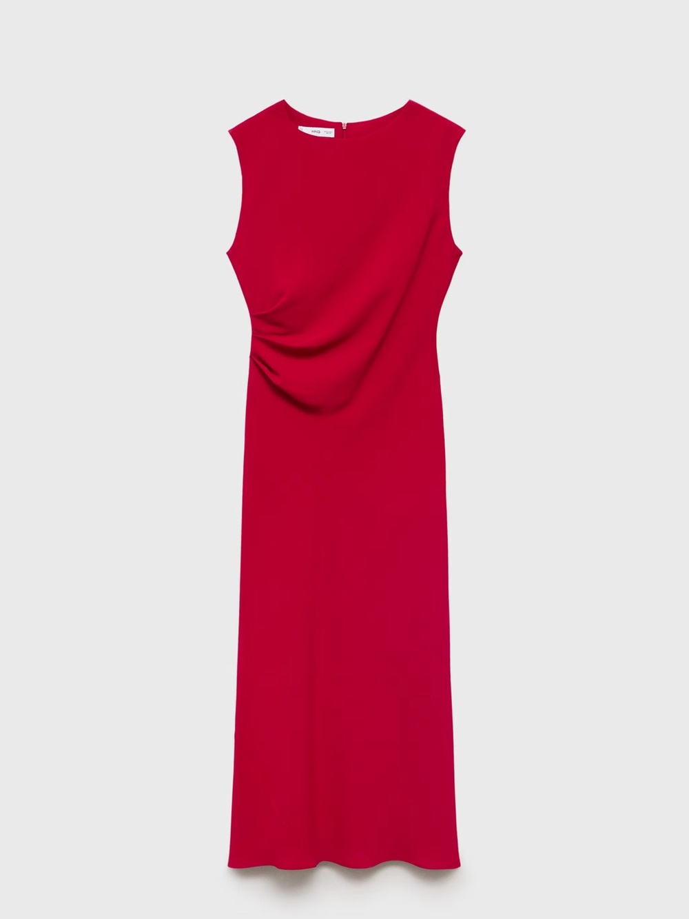 Mango Sleeveless Red Draped Maxi Gown